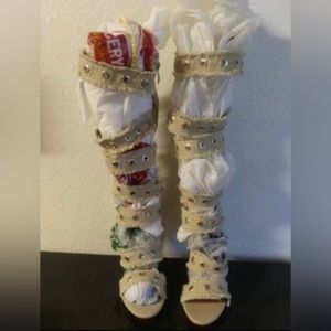 CAPE ROBBIN HIGH HEEL DENIM SANDALS SIZE 8.5